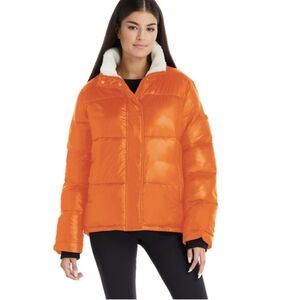 UGG  Sherpa trim vegan puffer orange new with‎ tags size m